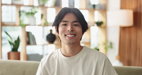 Freelancer, face or Asian man with smile in home office, site development or Stock Footage 327367429