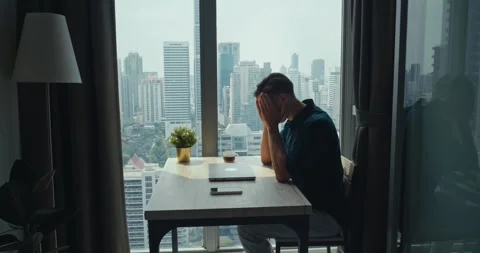 Freelancer finished work compiling data for urgent report, freelancer thriving Stock Footage 312123298