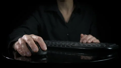 Freelancer hand with computer mouse in dusk. Stock Footage 302713774