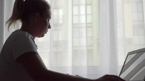 Freelancer home silhouette Stock Footage 138082392