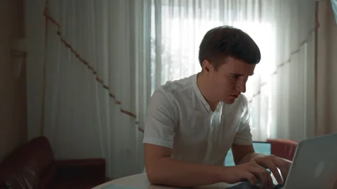 Freelancer in hurry working on different computers at home Stock Footage 201822784