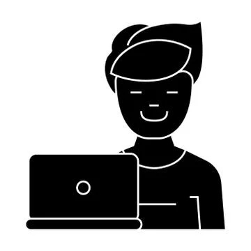 Freelancer icon, vector illustration, black sign on isolated background イラスト素材