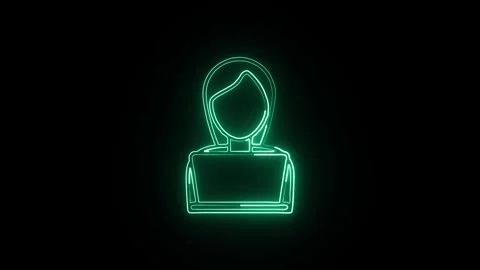 Freelancer Isolated on Black Background Neon Independent Work Animation Video stock 328106636