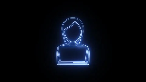 Freelancer Isolated on Black Background Neon Independent Work Animation Stock Footage 328106646