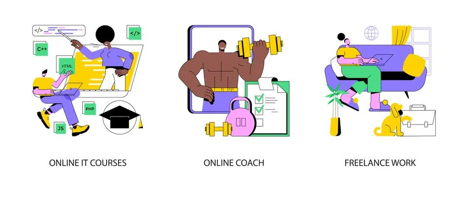 Freelancer job abstract concept vector illustrations. 스톡 일러스트