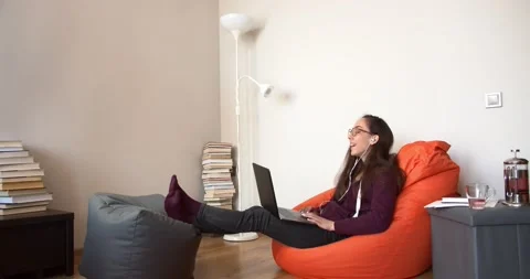 Freelancer making video calls with clients Video stock 131377814