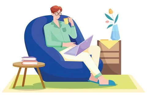 Freelancer Man on White Stockillustratie