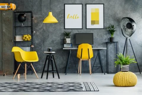 Freelancer office with mock-up Stock Photos