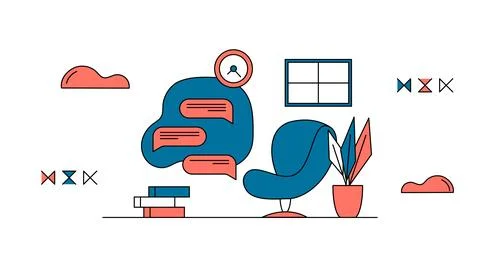 Freelancer organization concept. Home workplace. Benefits of remote work, lim Stock Illustration