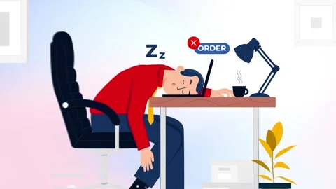 Freelancer Sleeping Due to No Work - Animated Scene Stock Footage 301950299