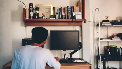 Freelancer start working in his room Stock Footage 289921661