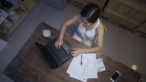 Freelancer is using pen to point Video stock 152745734