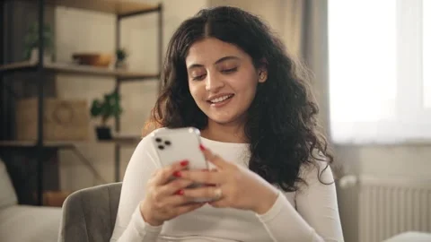 Freelancer woman have break using social media application on smartphone Stock Footage 251748209