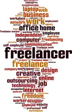 Freelancer word cloud Stock Illustration