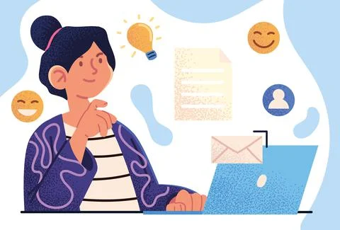Freelancer work computer Illustrazione stock