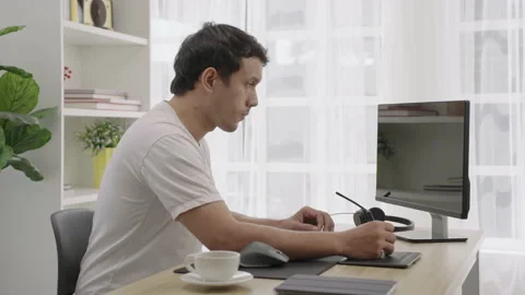 Freelancer work at home with computer. freelance workload. Stock Footage 171919225