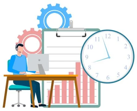 Freelancer Worker in Office Call Center Manager Stock Illustration