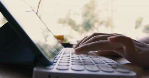 Freelancer working in cafe Video stock 195091870