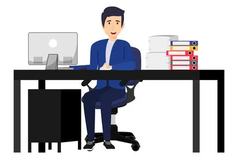 Freelancer working on computer Stock Illustration