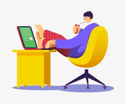 A freelancer working at the computer. Stock Illustration