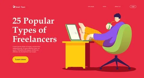 A freelancer working at the computer. Stock Illustration