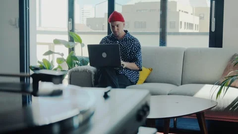 Freelancer working from home and burning food on the stove Stock Footage 306582264