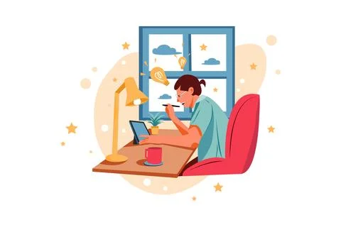 Freelancer working from home 스톡 일러스트