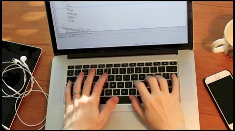 Freelancer working at home on macbook laptop Stock Footage 49408735