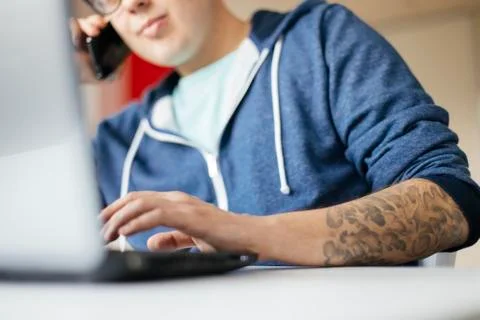 Freelancer working from home Stock Photos
