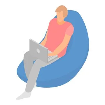Freelancer working icon, isometric style Stock Illustration