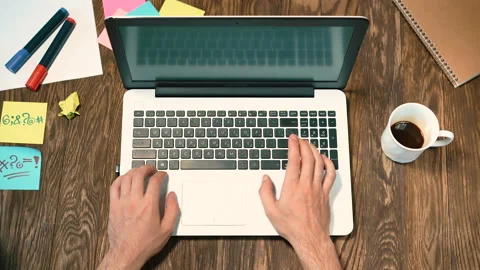 Freelancer working on the laptop Stock Footage 67897225