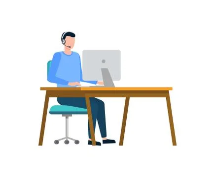 Freelancer Working on Laptop in Office Coder Vector Stock Illustration