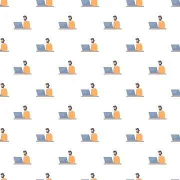 Freelancer working with laptop remote work seamless pattern Stockillustratie