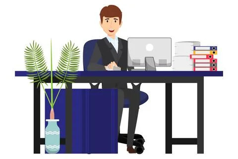 Freelancer working on pc computer Stock Illustration