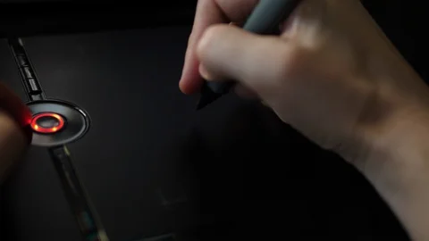 Freelancer working with Pen on digital graphic Tablet. POV Closeup Hand. 動画素材 118278070