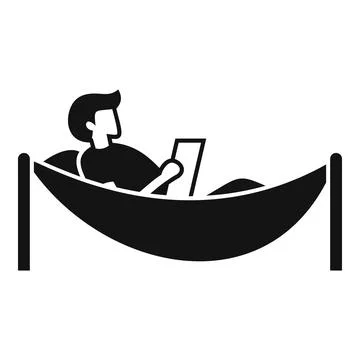 Freelancer working remotely from hammock using tablet Illustrazione stock