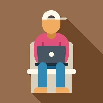 Freelancer working remotely from home using laptop computer Illustrazione stock