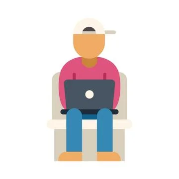 Freelancer working remotely from home using laptop computer Stock Illustration