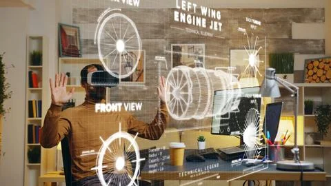 Freelancer working in VR cad software Stock Photos
