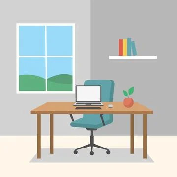 Freelancer Workspace Near Sunny Window Stock Illustration