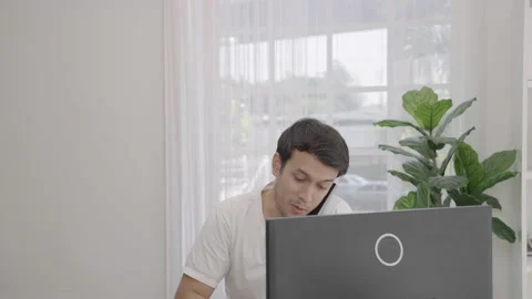 Freelancers work at home with computers and smartphones for work Stock Footage 172292008