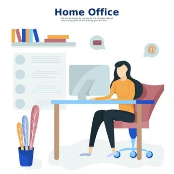Freelancers work from home, related to programming, management and working Stock Illustration