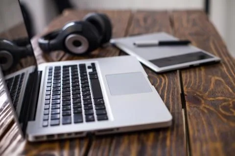 Freelancer's work table Stock Photos