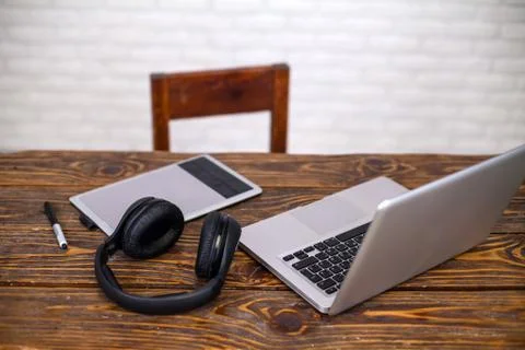 Freelancer's work table Stock Photos