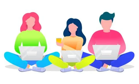 Freelancers Working on Startup Ideas Teamwork Stock Illustration