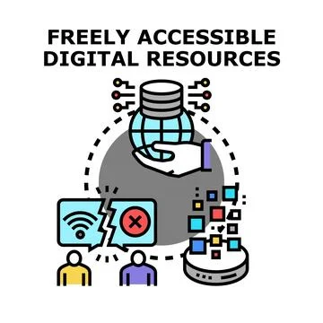 Freely accessible digital resources concept vector illustration Stock Illustration