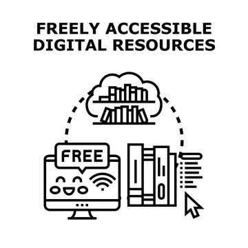 Freely accessible digital resources concept vector illustration Stock Illustration