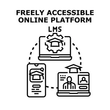 Freely accessible online learning management system concept イラスト素材