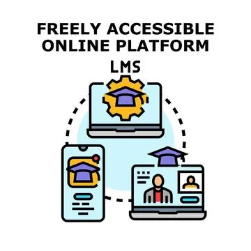 Freely accessible online learning management system concept 스톡 일러스트