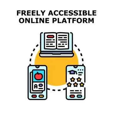 Freely accessible online learning platform concept Stock Illustration